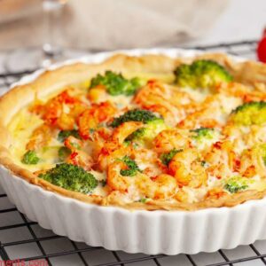 quiche aux &eacute;crevisses et brocoli