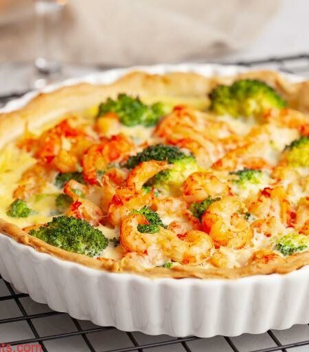 quiche aux écrevisses et brocoli