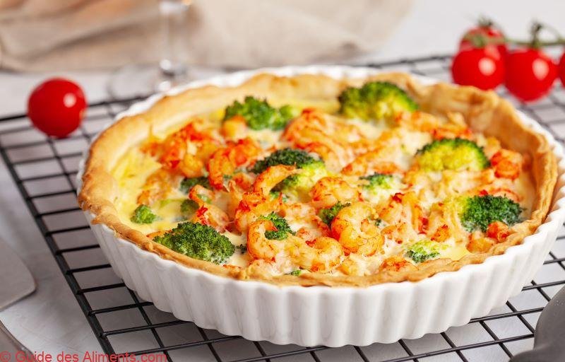 Quiche aux écrevisses et brocoli