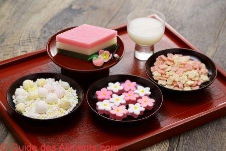 Nourriture, boissons et offrandes pour le Hinamatsuri japonais