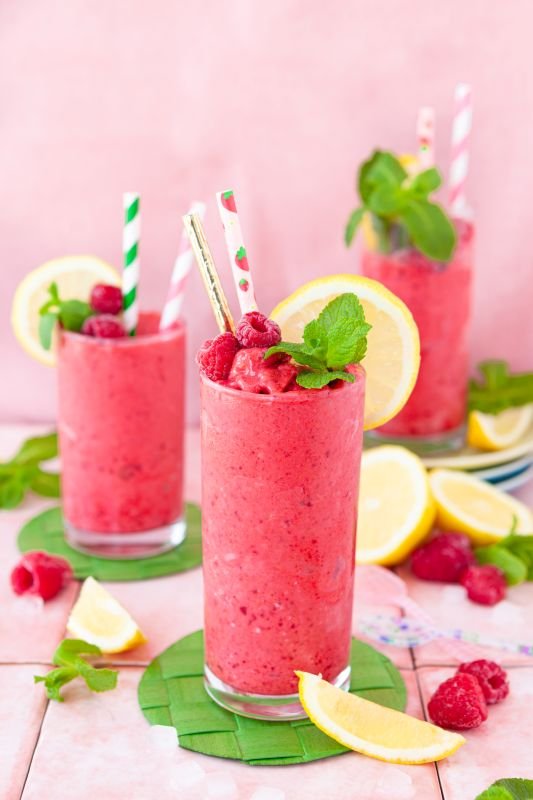 Smoothie glacé framboise citron