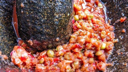 Canard de Rujak à base d'antidesma bunius. Cuisine spéciale indonésienne.