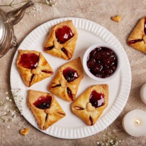 Enveloppes &agrave; la confiture de cerise d&eacute;cor&eacute;es de coeurs. Dessert pour la Saint-Valentin.jpg