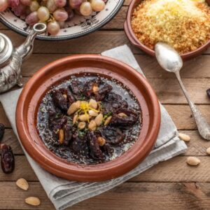 Tajine marocain de b&oelig;uf aux dattes et aux amandes