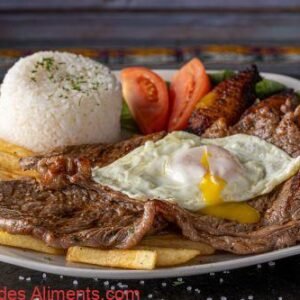 Lomo a lo pobre, bistec a lo pobre, or bife a lo pobre